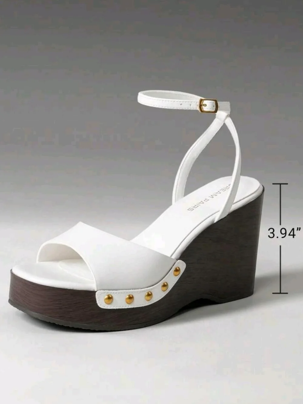 White Platform Wedge Sandals with Ankle Strap